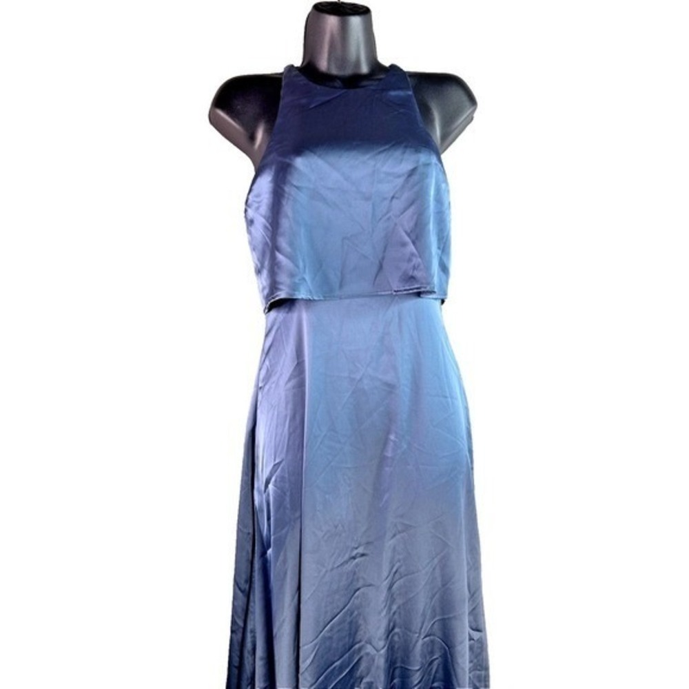 Lulus Satin High Neck‎ Bridesmaid Dress XS | Flowy A-Line Wedding Formal - Picture 6 of 16
